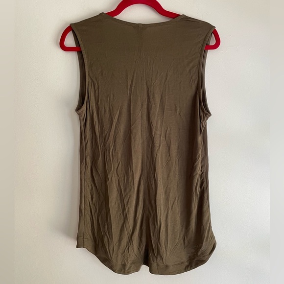 Ann Taylor Olive Brown Sleeveless Ruffle Top - Picture 3 of 4
